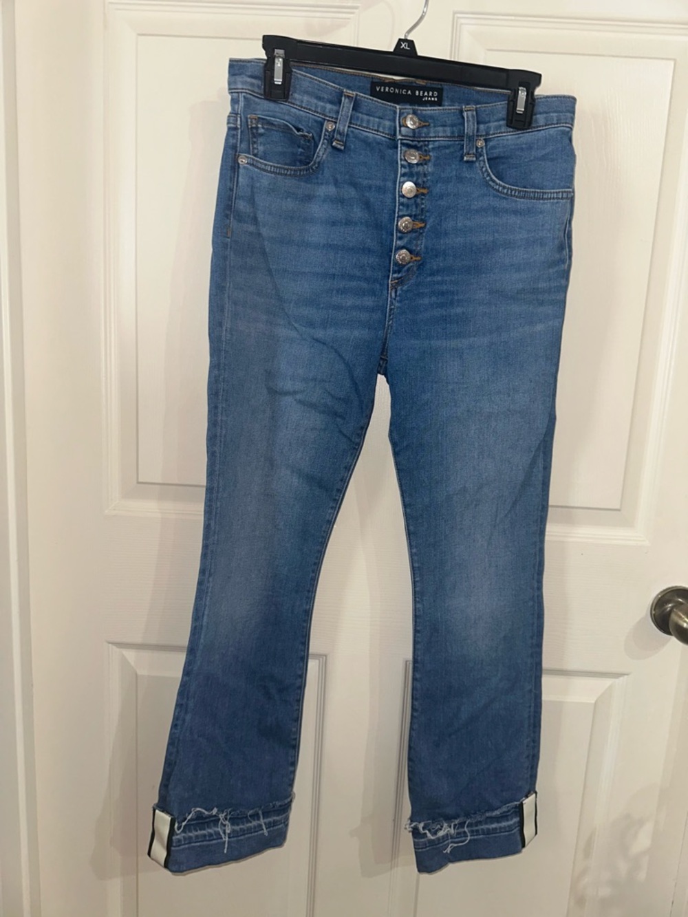 Veronica Beard Carolyn baby boot high rise jeans pacific Blue Button-Fly 28 6